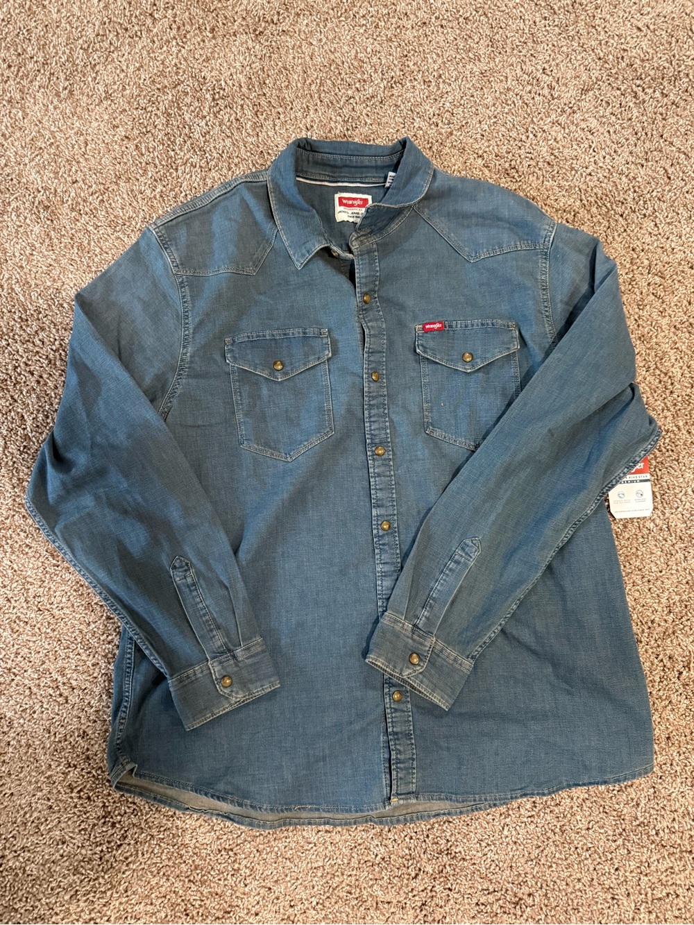 Wrangler Indigo Denim Long-Sleeve Button-Down Western Shirt